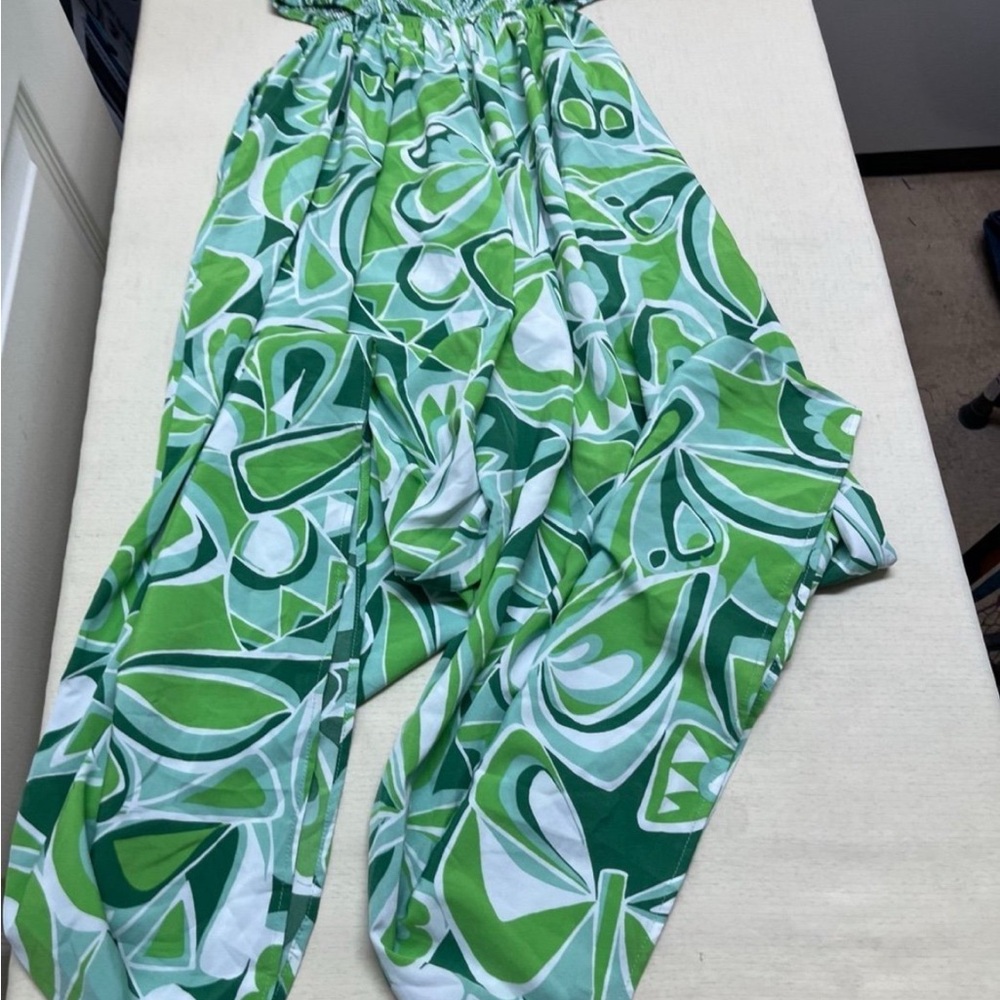 Aakaa S green strapless cutout wide leg jumpsuit with pockets - Picture 4 of 11
